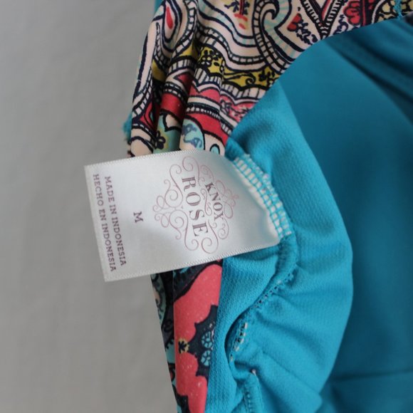 💙 KNOX ROSE Paisley Swimsuit Size M Turquoise Rare Find Perfect Condition - Picture 6 of 6